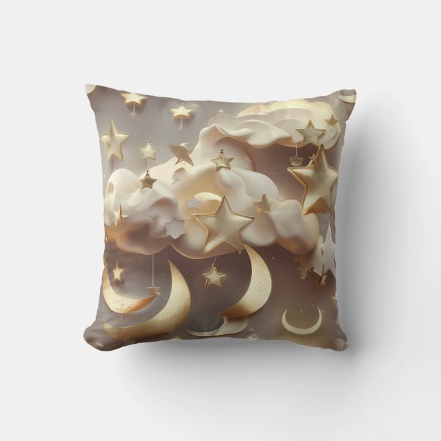 Throw Pillow – Luxury Creamy Celestial Moon (Front)