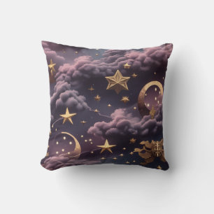 Throw Pillow – Luxury Smoky Plum Celestial Moon