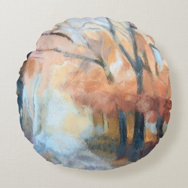 Throw Pillow modern orange yellow brown trees  (Front)