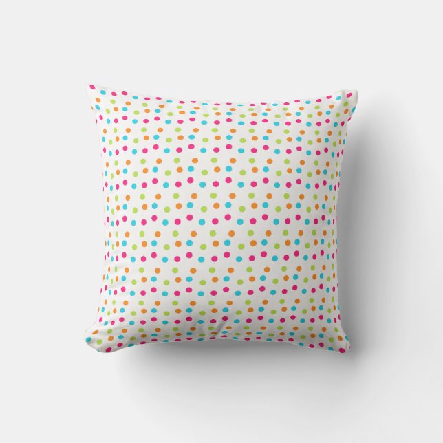 Throw Pillow/Multi-Coloured Polka Dots Cushion (Front)
