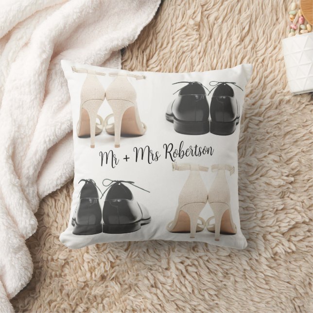Throw Pillow of wedding couple shoes Customazible (Blanket)