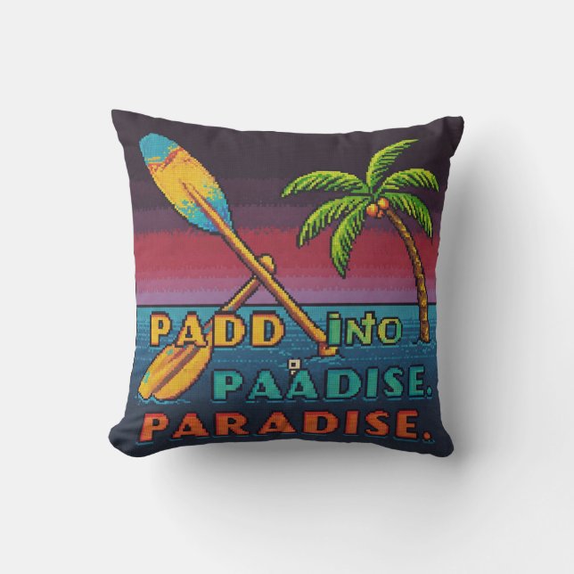 Throw Pillow Paddle into Paradise (Front)