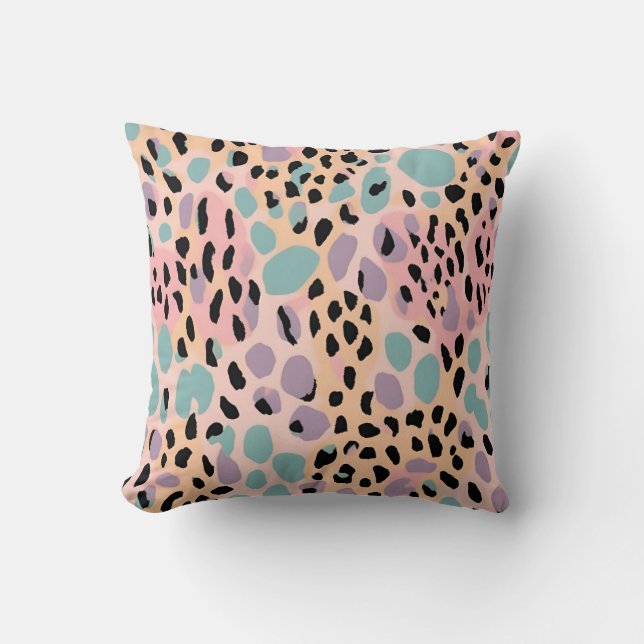 Throw Pillow Pastel Leopard Print (Front)