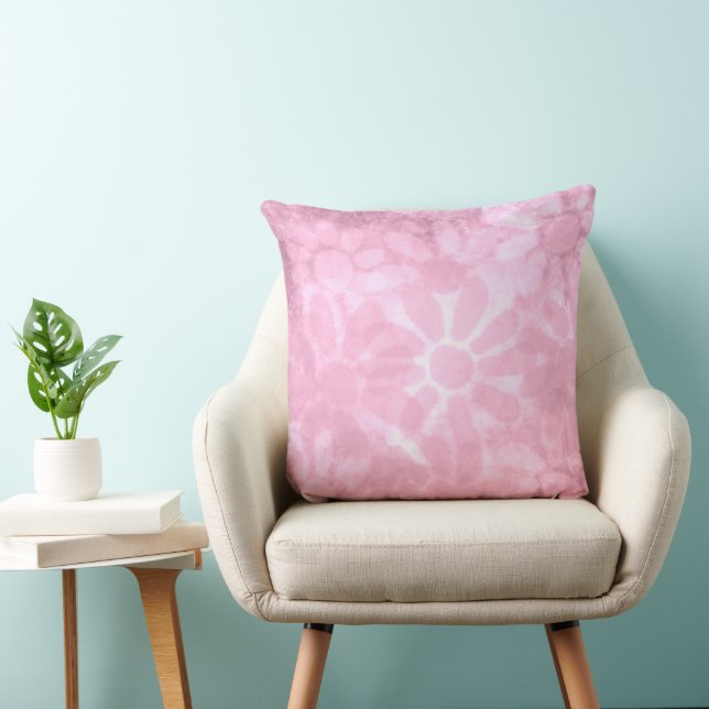 Throw Pillow Pastel Pink Floral Abstract (Chair)