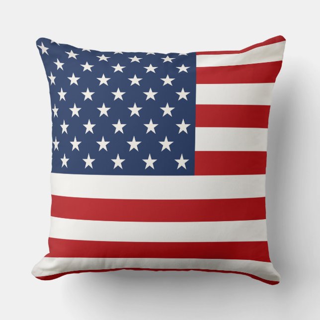 Throw Pillow-Patriotic USA Flag  Cushion (Front)