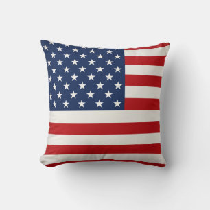 Throw Pillow-Patriotic USA Flag Throw Pillow