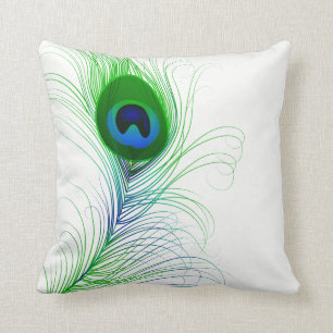 Throw Pillow-Peacock Feather Cushion