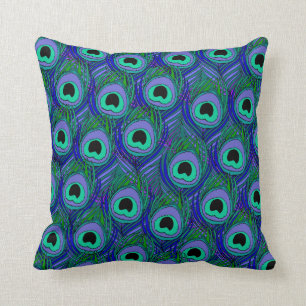 Throw Pillow peacock feather print