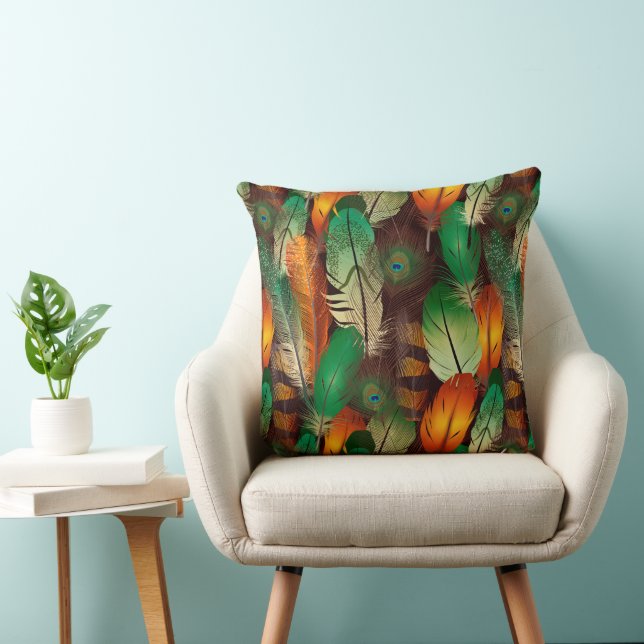 Throw Pillow Peacock Feathers (Chair)