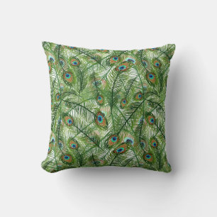 Throw Pillow-Peacock Feathers Cushion