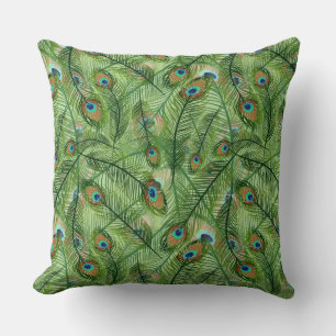 Throw Pillow-Peacock Feathers Cushion