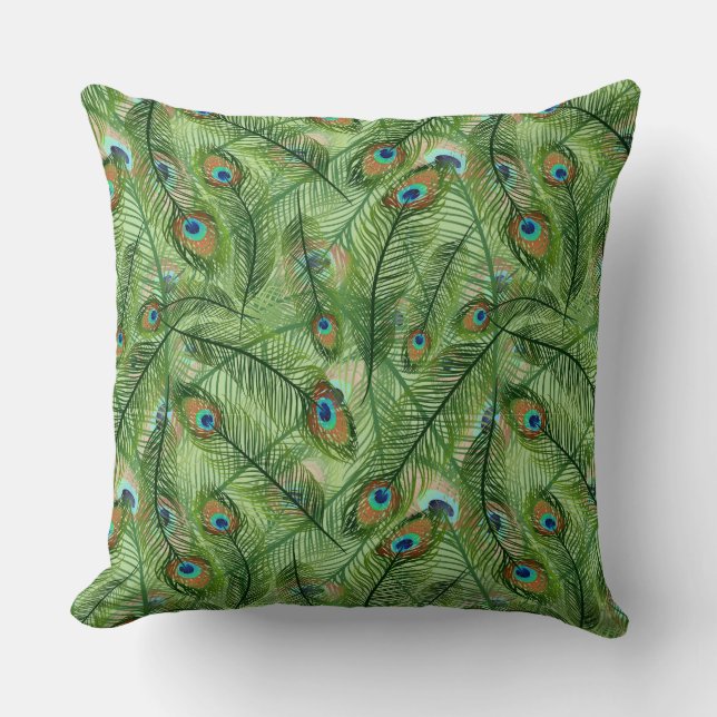 Throw Pillow-Peacock Feathers Cushion (Front)