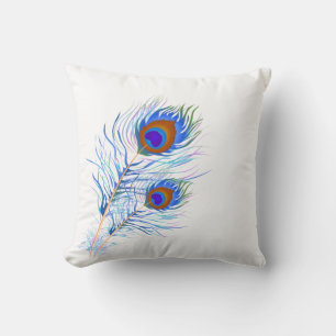 Throw Pillow-Peacock Feathers Cushion