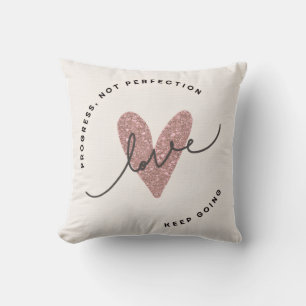 Throw Pillow – Pink Glitter Heart Love Design In