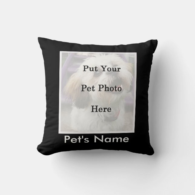Throw Pillow Place for Your Pet Photo and Name (Front)