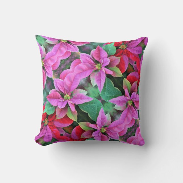 Throw Pillow - Poinsettias (Front)