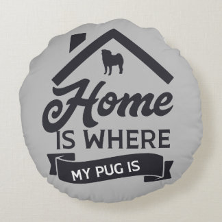 Throw Pillow - Pug Home Blue & Gray