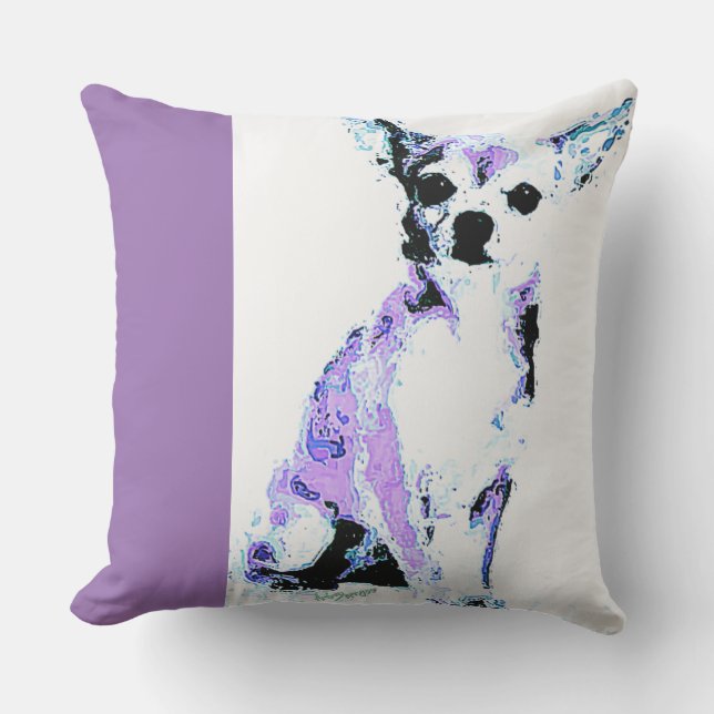 Throw Pillow Purple Chihuahua (of 4 colours) (Front)
