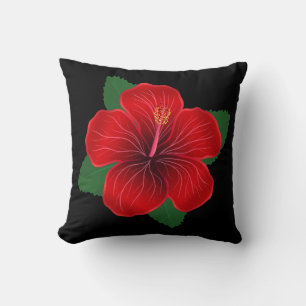 Throw Pillow-Red Hibiscus Cushion