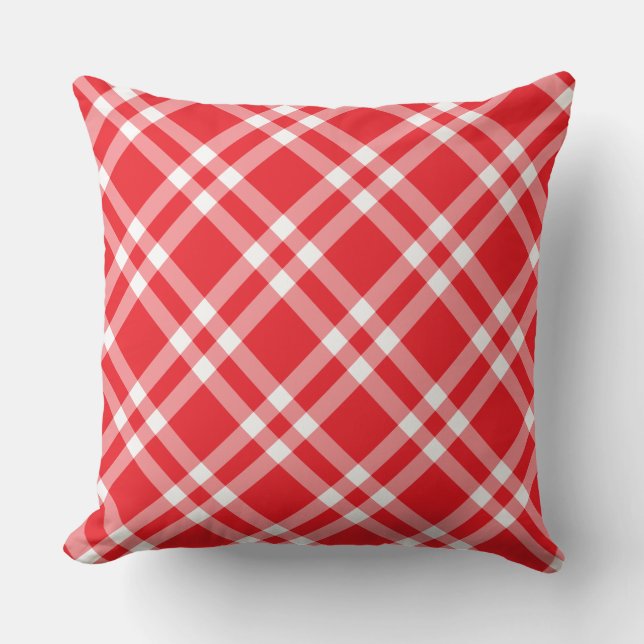 Throw Pillow-Red Plaid Cushion (Front)