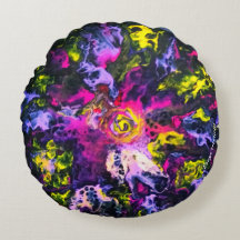 Throw Pillow, round shape, 'My Pouring Art'