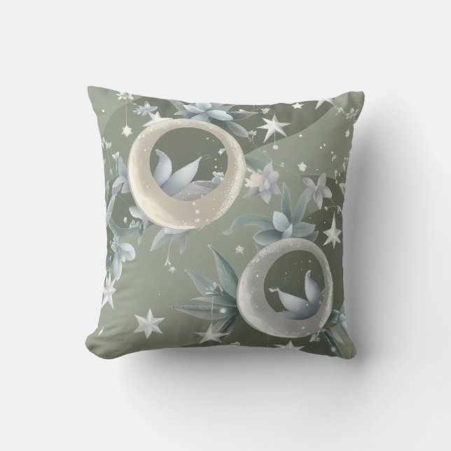 Throw Pillow - Sage Green Celestial Moon (Front)