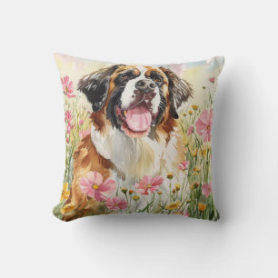 Throw Pillow – Saint Bernard Watercolor Pillow