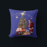 Throw Pillow Santa Claus<br><div class="desc">A full digital sketch with Santa Clause and Christmas tree with gifts</div>