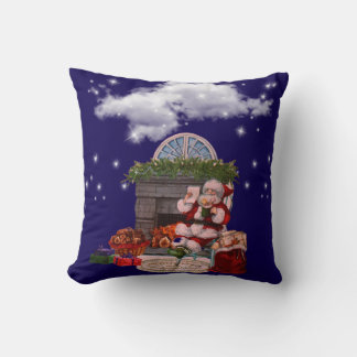 Throw Pillow Santa Claus Christmas tree 