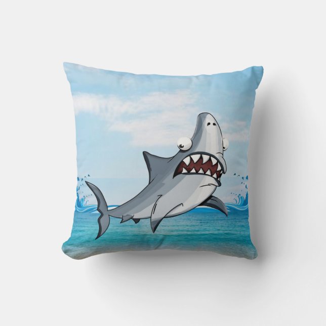 Throw Pillow Shark Ocean (Front)