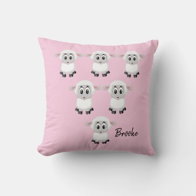 Throw Pillow Sheep Pink (Front)