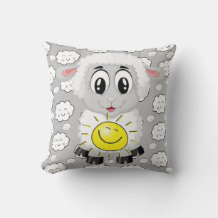 Throw Pillow Sheep Sun Grey Clouds