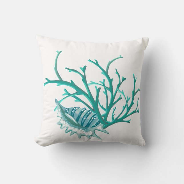 Throw Pillow-Shell & Coral Cushion (Front)