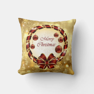 Throw Pillow/Snow Flakes and Wreath Cushion