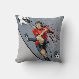 Throw Pillow-Soccer Player Cushion