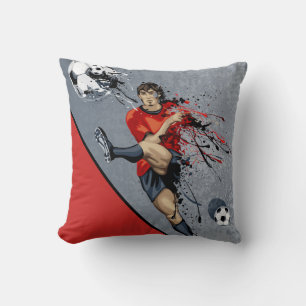 Throw Pillow-Soccer Player Cushion