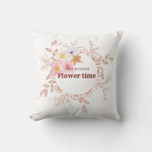 Throw Pillow Soft Botanical Flower Time Cushion