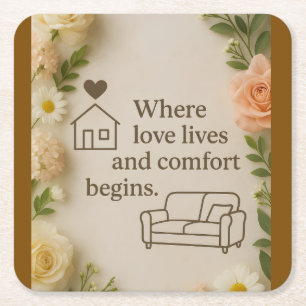 Throw Pillow Square Paper Coaster