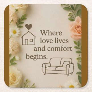 Throw Pillow Square Paper Coaster