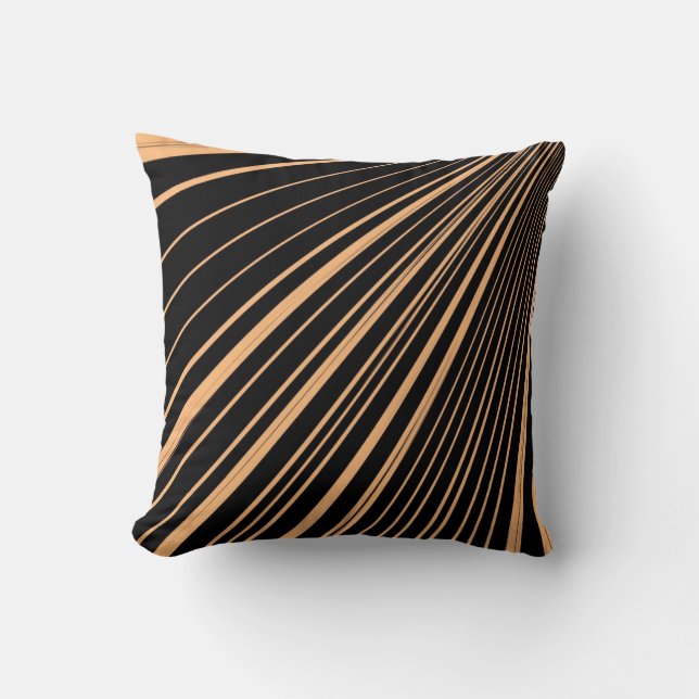 Throw Pillow Stripe Orange Black (Front)