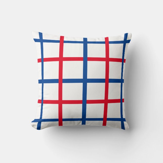 Throw Pillow-Summer Grid Stripes Throw Pillow (Front)