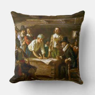 Throw Pillow The Mayflower Compact Jean Ferris
