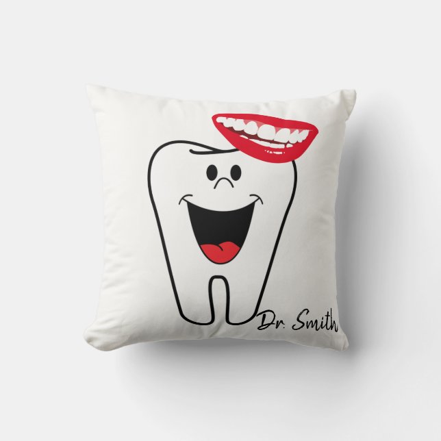 Throw Pillow Tooth Smile Dentist (Front)