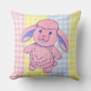Throw Pillow Toy Rabbit Gingham