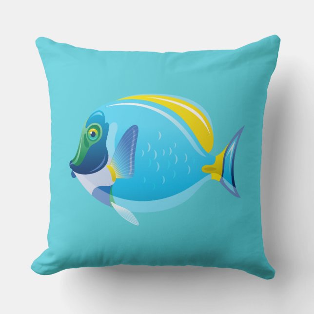 Throw Pillow-Tropical Fish Cushion (Front)