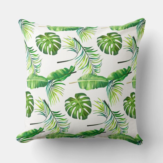 Throw Pillow-Tropical Leaves Cushion (Front)