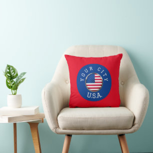 Throw Pillow - USA Personalised - Add City Name