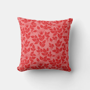 Throw Pillow- Vintage Floral Red Cushion