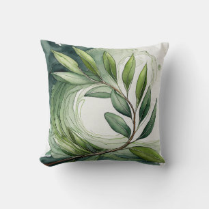 Throw Pillow Watercolor Olive Branch II