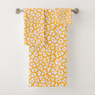 Throw Pillow White yellow abstract leopard print Bath Towel Set